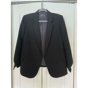 Lafayette 148 Women's Black Blazer Jacket Size M Open Front Fitted Silhouette